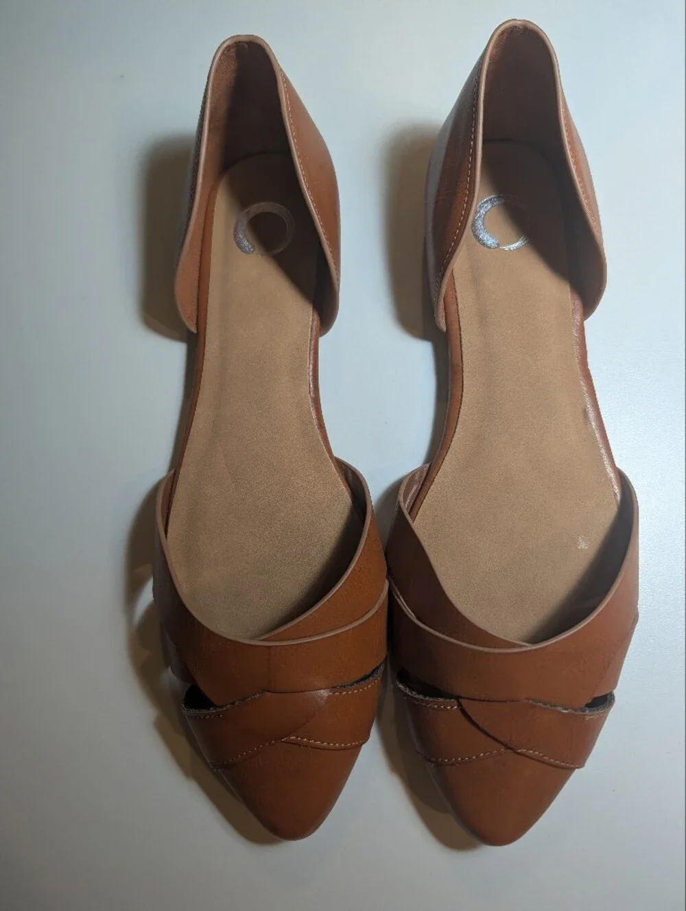 Journee Collection Women's Size 9 Tan Pointed Toe D'Orsay Flats
